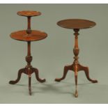 Two mahogany occasional tables, one Edwardian two tier circular, the other wine table size.