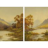Edward Horace Thompson (1879-1949), Lakeland scenes with silver birch, watercolours. a pair, signed.
