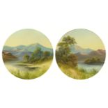 19th century School, a pair of Highland loch scenes with mountains, mounted round,
