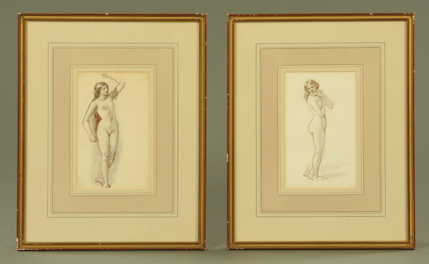 Attributed to William Edward Frost (1810-1877), nude studies, a pair, - Image 2 of 2