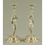 A pair of WMF electroplated figural candlesticks, late 19th century,