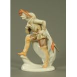 A Herend porcelain figure of Cyrano de Bergerac, factory printed and inscribed marks. 33 cm high.