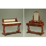 A Victorian mahogany dressing table with washstand to match. Each width 122.5 cm.