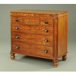 A Victorian mahogany chest of drawers, with moulded edge and rounded corners,