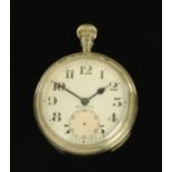 A Dennison nickel plated military pocket watch, button wind, stamped verso "B9806".