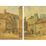 Late 19th century English School, "Old House, Stratford Upon Avon" and "Pennyless Gate, Wells",