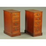 A pair of Edwardian mahogany and inlaid bedside four drawer chests,