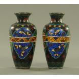 A pair of Japanese cloisonne vases, Meiji-Taisho period,