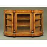 A Victorian burr walnut credenza,