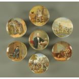 A collection of eight Prattware pot lids, 19th century, to include "On Guard", "Uncle Toby",