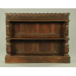 A set of 17th century and later oak open shelves,