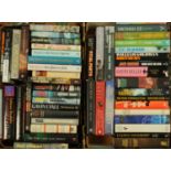 Two boxes of predominantly first Edition novels, to include Raymond Feist, James Herbert,