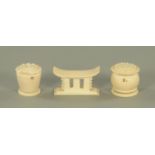 A carved ivory miniature ashanti stool, width 5.