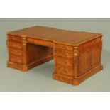 A large walnut Queen Anne style partners desk,