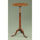 A George III mahogany adjustable height circular occasional table,
