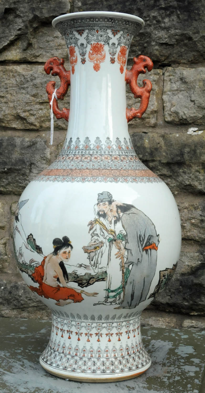 A Chinese porcelain vase, 20th century, with transfer printed decoration heightened with enamels, - Image 8 of 22