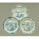 A pair of Chinese blue and white export plates, 18th century,