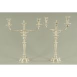 A pair of large silver plated candelabra, 20th century,