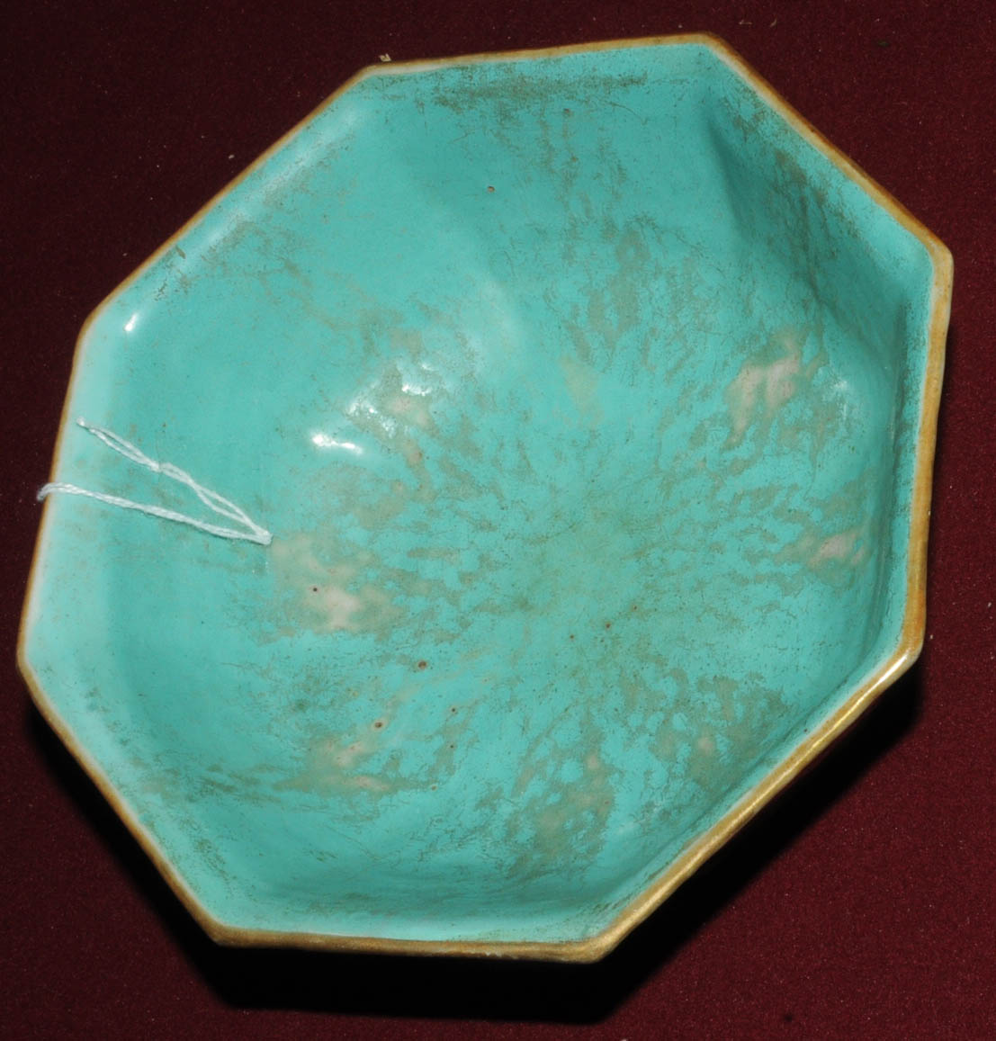 A Chinese famille rose octagonal bowl, 19th century, the interior with blue ground glaze, - Image 4 of 8