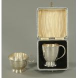 Two silver christening tankards, one by G Bryan & Co, Birmingham 1945,