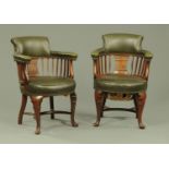 A pair of early 20th century Classical Revival office chairs,