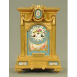 A late 19th century French gilt metal mantle clock,