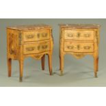 A pair of Continental inlaid commodes, 19th century,