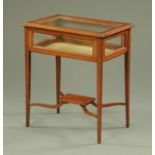 An Edwardian inlaid mahogany bijouterie cabinet, rectangular,