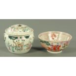A Chinese porcelain bowl and cover, 20th century,