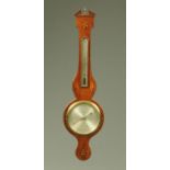 A 19th century inlaid mahogany banjo barometer, by Lombardini, London.