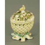 18th century attributed to Derby porcelain pot pourri and cover,