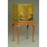 A 1930's Queen Anne style chinoiserie lacquered cabinet,