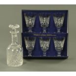 A set of six Webb Corbett lead crystal wine glasses, within presentation box,