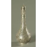 A Persian glass decanter encased in silver, 19th/20th century,