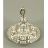A German silver chalice lid only, 19th century,