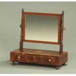 A 19th century inlaid mahogany dressing table mirror, with rectangular breakfront,