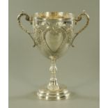 A large two handled silver trophy,