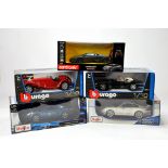 Assortment of 1/18 scale cars from Maisto and Burago. M in Boxes. (5)