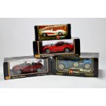 Assortment of 1/18 scale cars from Maisto and Burago. M in Boxes. (4)