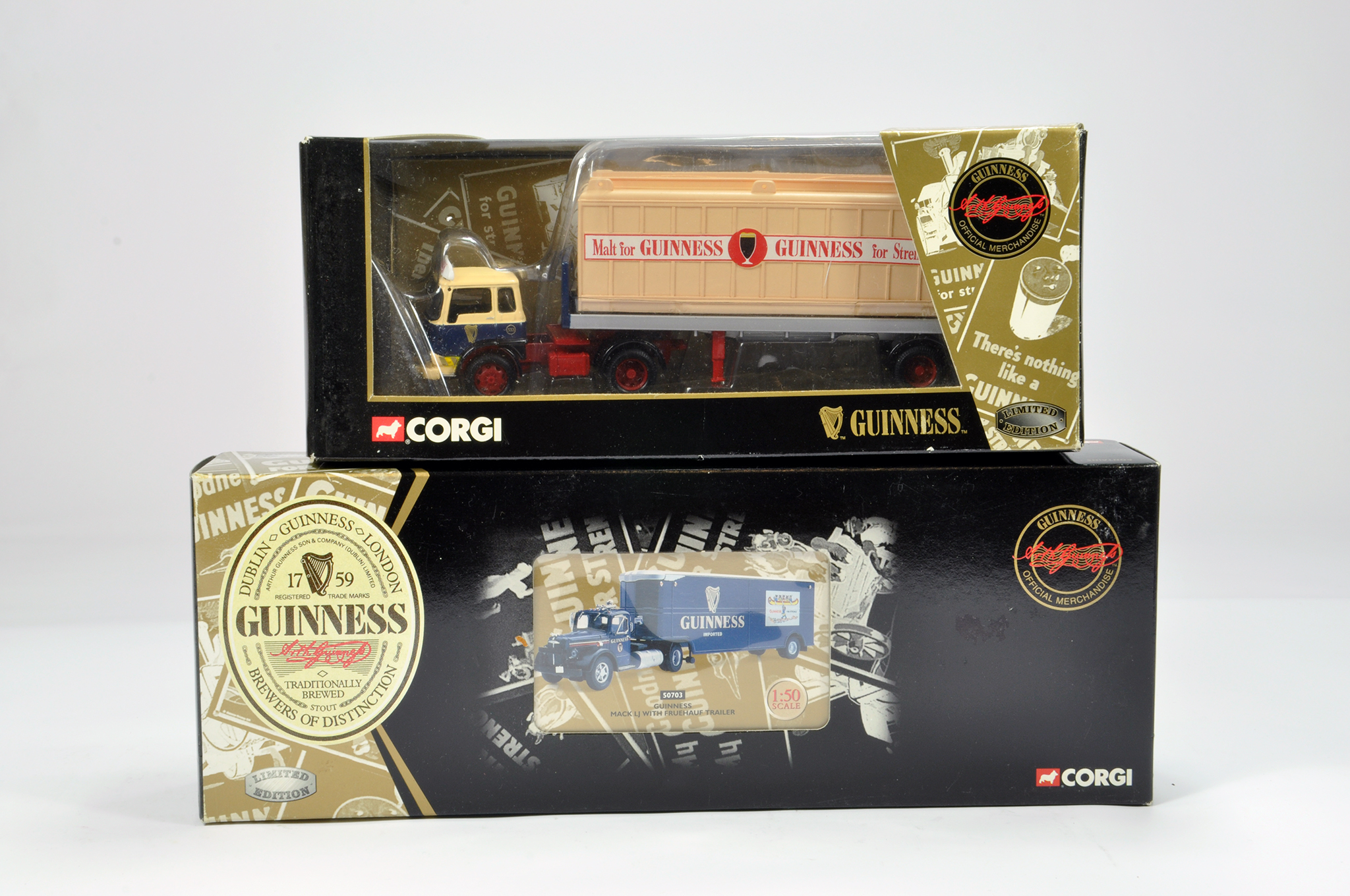 Corgi Commercial Truck Diecast Group. Guiness. Comprising No. 50703 Mack LJ with Trailer plus one