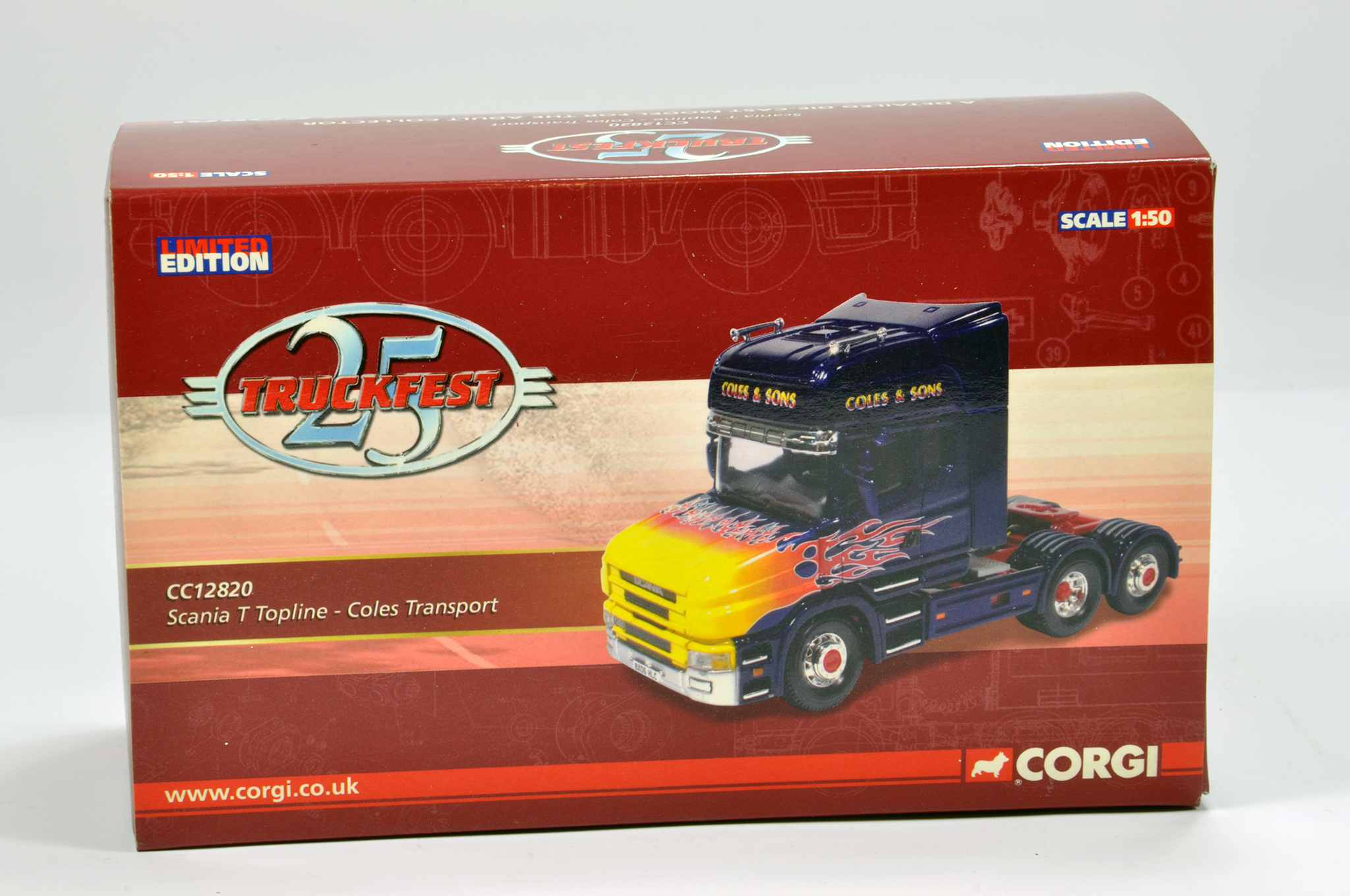 Corgi Commercial Diecast Issue No. CC12820 Scania T Topline. Coles Transport. NM to M in Box.