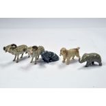 An unusual assortment of what appears to be bronze metal (german?) finished animals including a