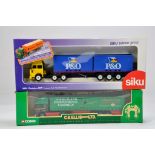 Siku 1/50 Diecast Truck duo comprising 3424 Container Truck and Corgi 1/64 CS Ellis Issue. NM to M