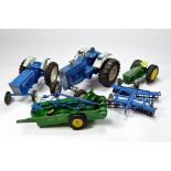Group of large scale Ertl Tractors. 1/12 scale? With implements. F.