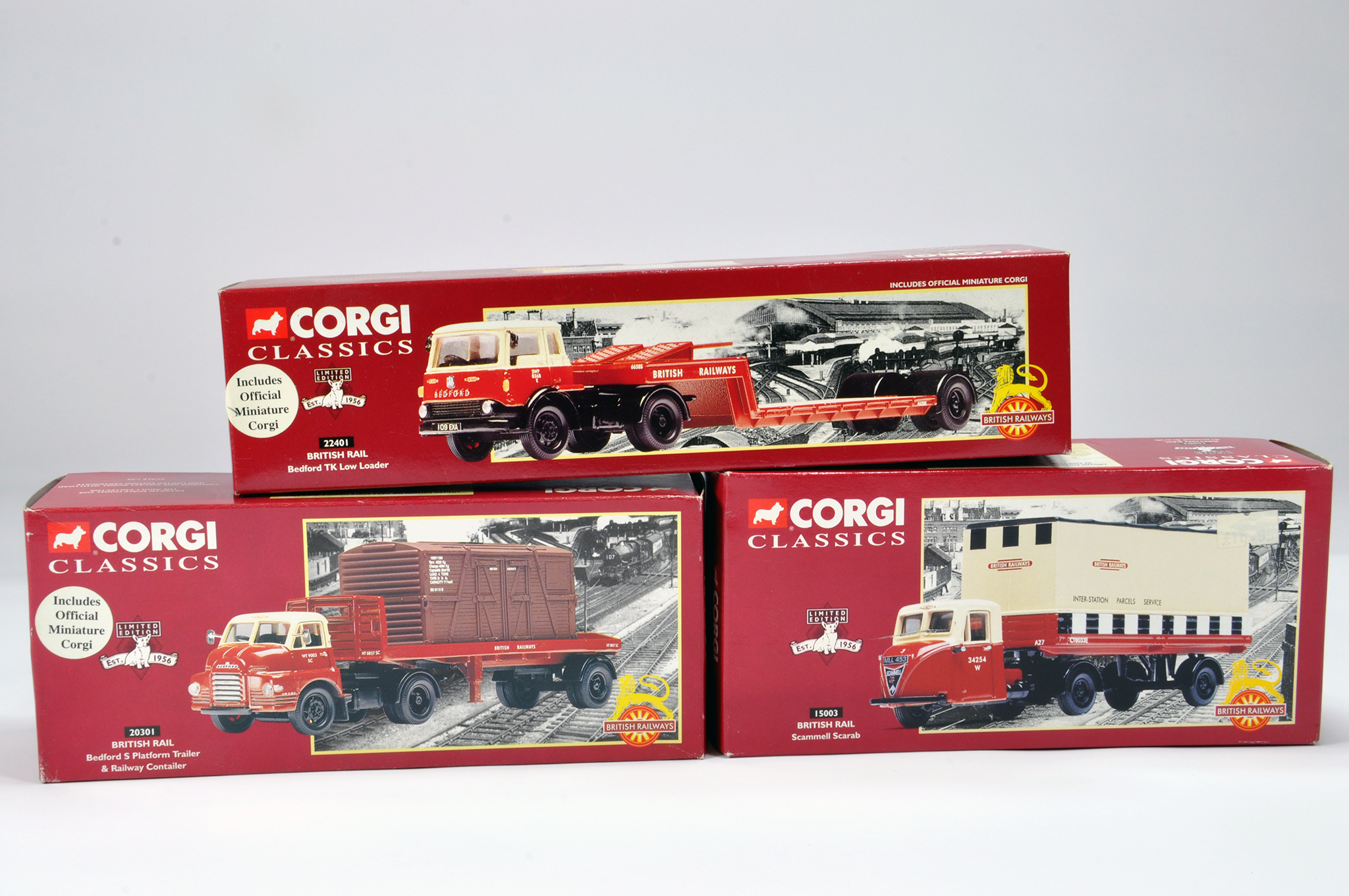 Corgi Commercial Truck Diecast Group. Comprising No. 22401 Bedford TK, 20301 Bedford S and 15003