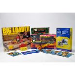 Interesting Toy and Game group comprising Palitoy Big Loader, Batman Snapfast and various diecast