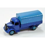 Dinky No. 413/30S Austin Covered Wagon with blue cab and chassis, mid-blue metal tilt and ridged