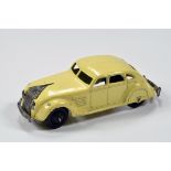 Dinky No. 30A Chrysler Airflow Saloon with cream body, black ridged hubs. A lovely bright example