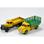 Dinky No. 343 (30N) Dodge Farm Produce Wagon in yellow and green plus 25E Tipping Lorry in Yellow.