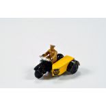 Dinky No. 270 AA Motor Cycle Patrol in black, yellow with dark tan figure rider. VG to E.